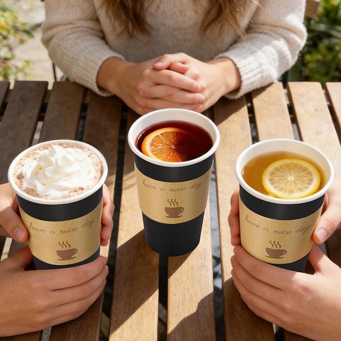 BYSNOW 20 oz 50 pack Disposable Paper Coffee Cups, Paper To Go Cups - Image 7