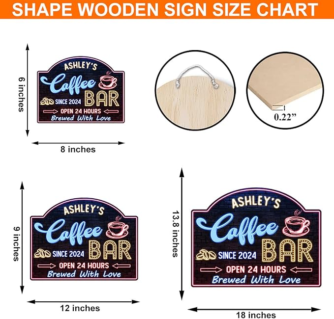 THUYPT Personalized Coffee Sign, Coffee Wooden Sign Plaque Wall Hanging Coffee - Image 2