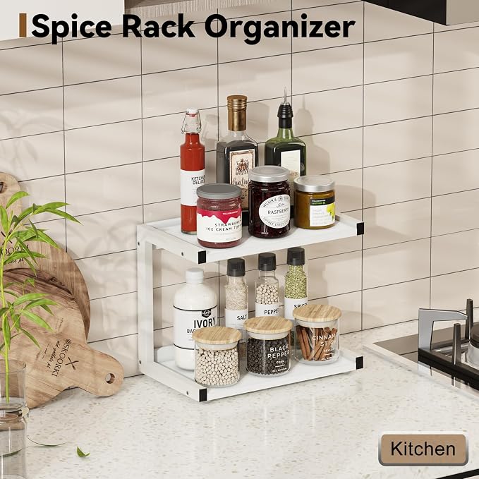 MARTY 2 Tier 12.6"x7.7" Counter Shelf Organizer Kitchen Spice Rack - Image 2