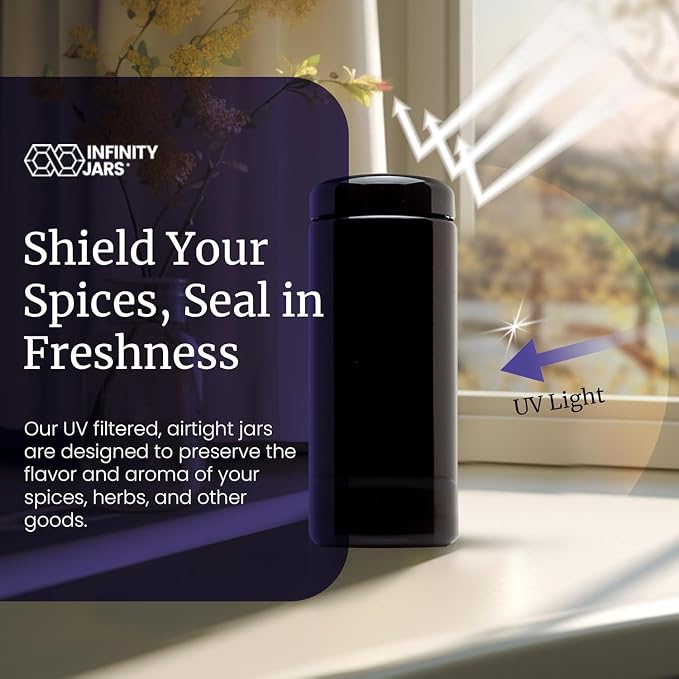 Infinity Jars, 1 L Pack 6, Premium Airtight Ultraviolet Glass Jar Smell Proof - Image 6