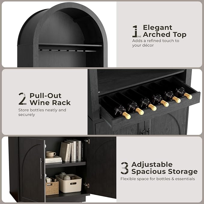 Fatmok 79" Arched Pantry Cabinet - Image 5