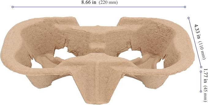 KEILEOHO 2 Cup Carrier Tray 100 Pack Pulp Fiber Drink Carrier, Disposable Cup - Image 2