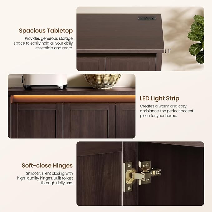 60'' Sideboard Buffet Cabinet - Image 5