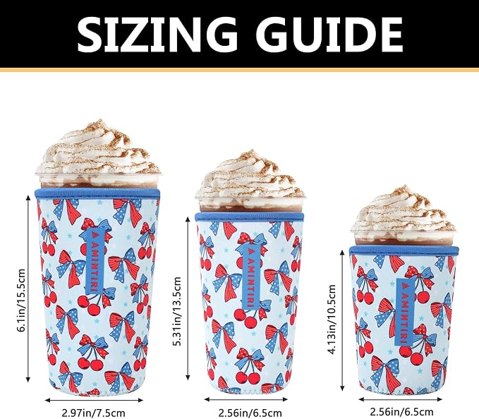3 Pack Reusable Sleeve for Iced Coffee Cup, Coffee Neoprene Sleeve for Iced&Hot - Image 3