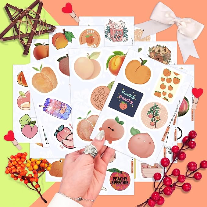 100Pcs Peach Stickers for Water Bottle and Laptop - Image 7