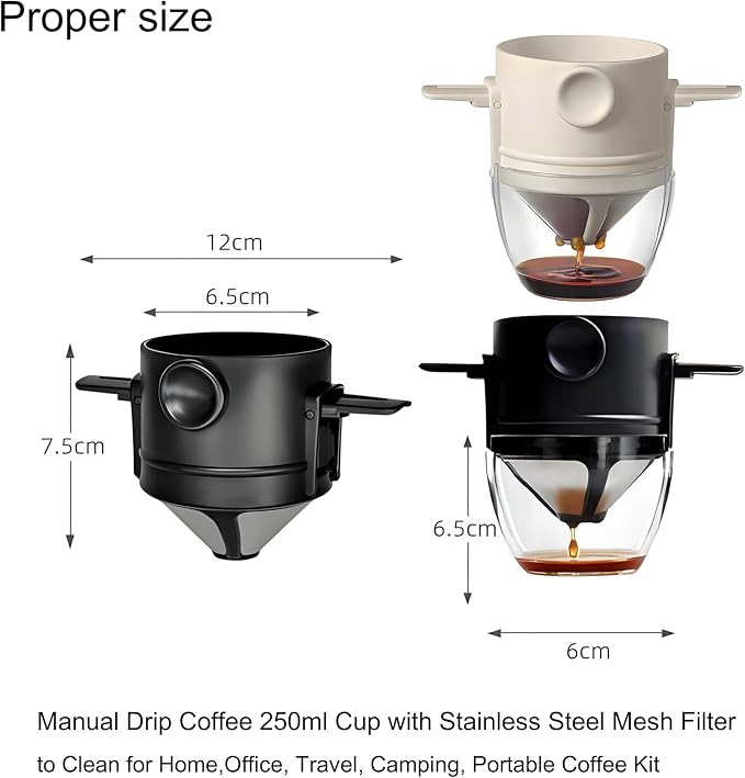 Pour Over Coffee Maker, Manual Drip Coffee 250ml Cup - Image 2