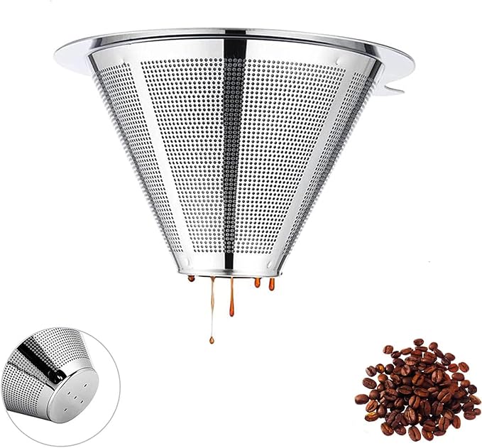 Pour Over Coffee Maker, Coffee Filter, Slow Drip Paperless Stainless Steel Cone by Unknown