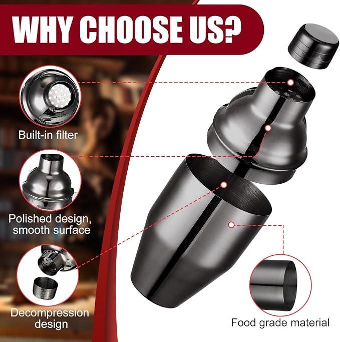 Nitial 9 Pcs Bar Cocktail Shaker Professional Stainless Steel Martini Drink - Image 3