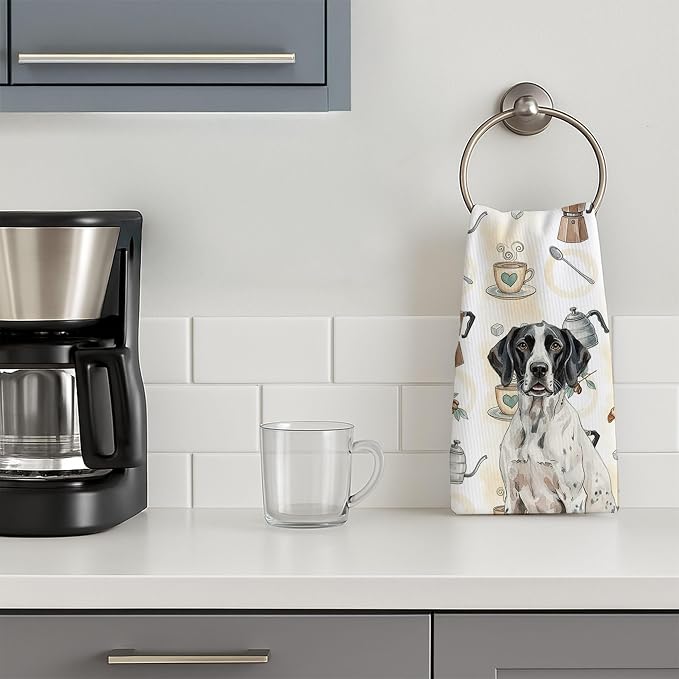 Caroline's Treasures Black and White Pointer Coffee Bar Kitchen Towel Velour - Image 3