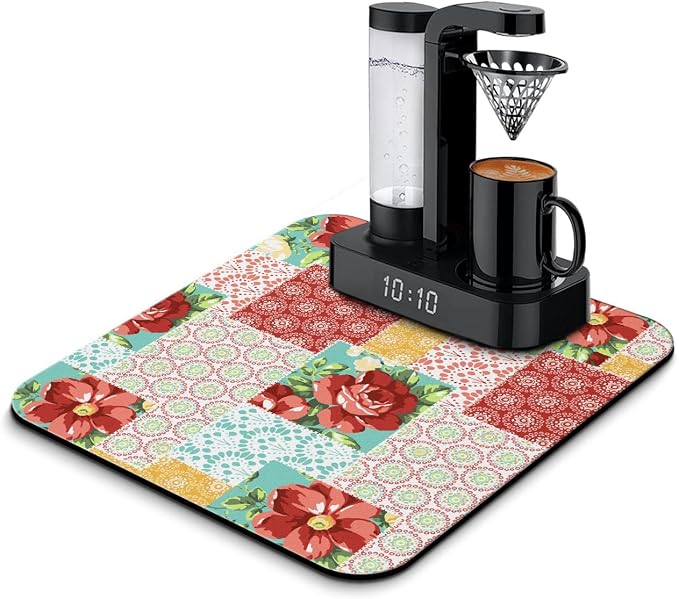 Coffee Bar Mat Accessories for Countertop Absorbent Hide Stain Rubber Backed by Safarsa