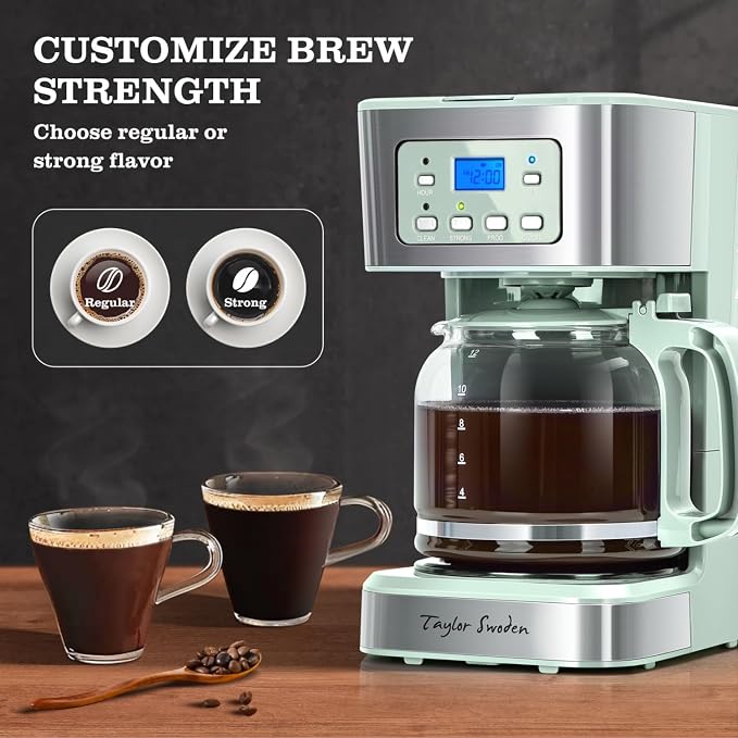 Taylor Swoden 12-Cup Programmable Coffee Maker, Regular & Strong Brew Drip - Image 3