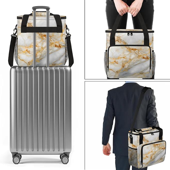 Golden Marble Coffee Maker Carring Bag, Large Insulated Storage Organizer Case - Image 7