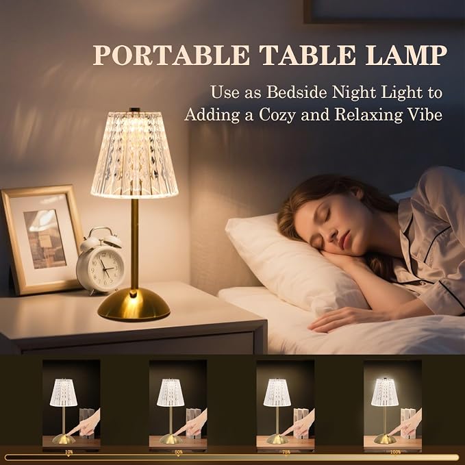 Crystal Table Lamp, 5000mAh Rechargeable Battery Lamp - Image 4