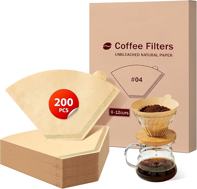 200 Count Coffee Filters #4, Disposable Cone Coffee Filters 8-12 Cup, by Unknown