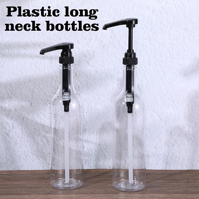 6 Pcs 25 oz Syrup Bottles with Pump Long Neck Bottles Plastic Syrup Pump - Image 4