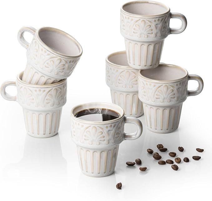 LYEOBOH Cappuccino Cups, Espresso Cups, Coffee Mugs Set of 6, Ceramic Cup by LYEOBOH