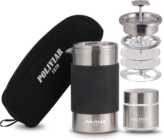 POLIVIAR French Press Coffee Maker, 12 oz Portable French Press by POLIVIAR7379