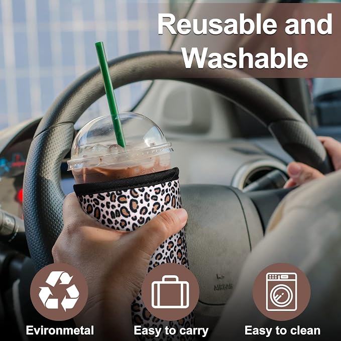 Irenare 36 Pack Reusable Assorted Sizes Iced Coffee Sleeves Neoprene Insulator - Image 6