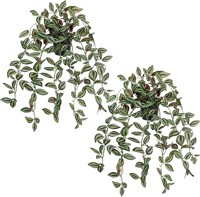 2 Pack Fake Hanging Plants for Shelf in Back Pot, Small Artificial Hanging Ivy by VillaComo