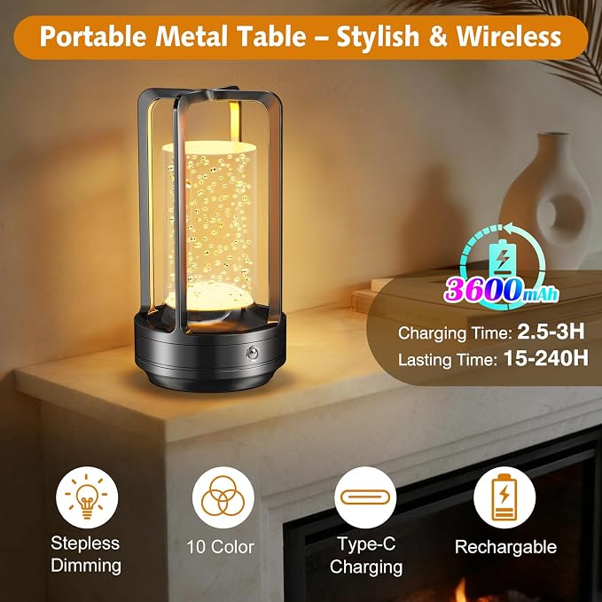 Portable Table Lamp for Outdoor Indoor: Cordless Rechargeable Desk Lamp - Image 6