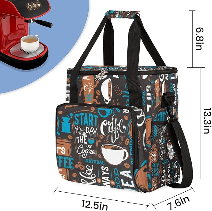 Blue Coffee Cafe Maker Carrying Bag Travel Case Compatible - Image 2