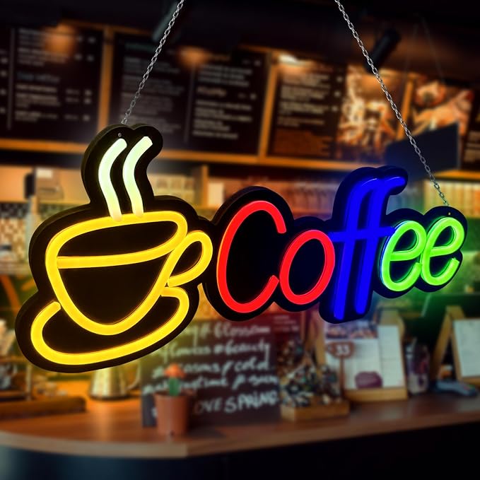 Coffee Neon Signs For Wall Decor, CoffeeBar Sign Dimmable USB Powered Neon by MAKEHOMEFEELBETTER