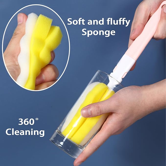 INVODA Bottle Brush 4Pack Long Handle Cup Cleaner Brush Whit Straw Brushes - Image 3