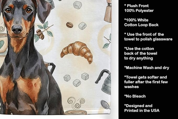 Caroline's Treasures German Pinscher Coffee Bar Kitchen Towel Velour Plush - Image 4