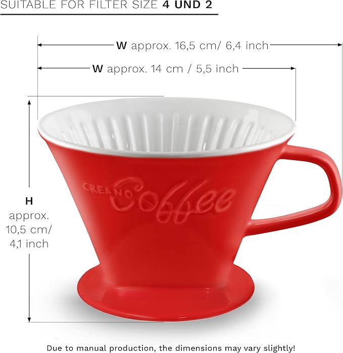 Creano Porcelain Coffee Dripper Red - Image 2