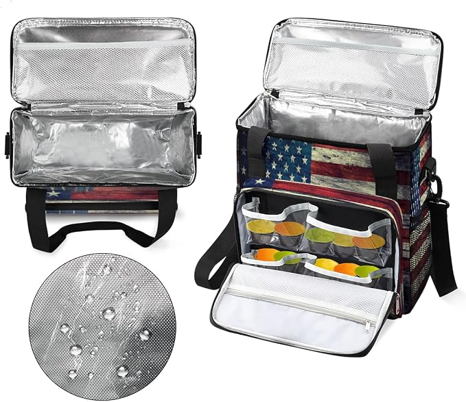 Vintage American Usa Flag Coffee Maker Carring Bag Travel Storage Tote Bag - Image 3
