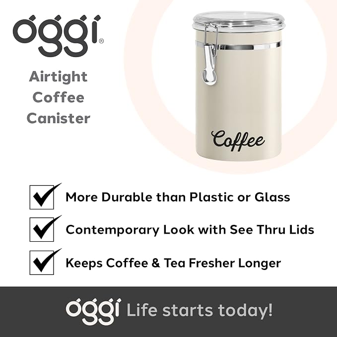 Oggi Stainless Steel Coffee Canister 62 fl oz - Image 7