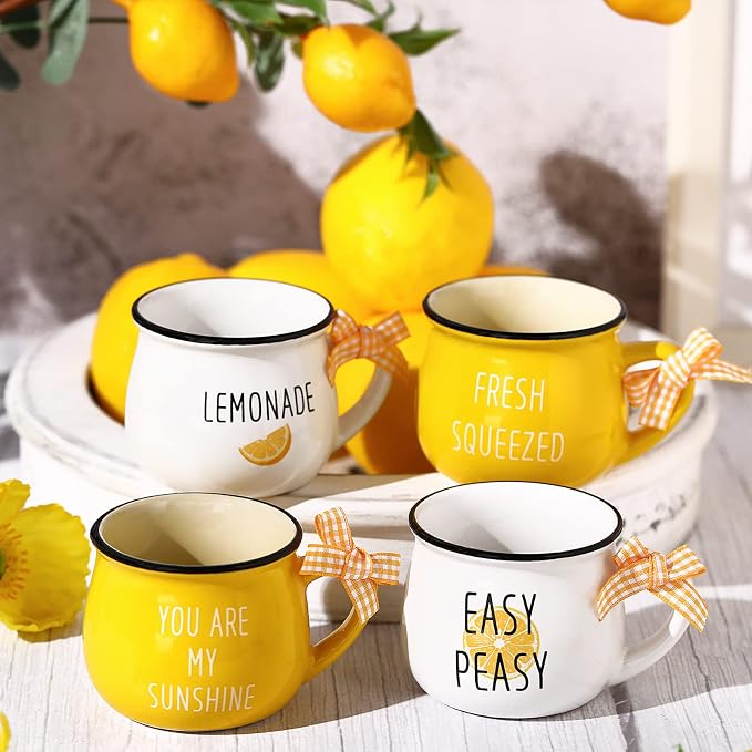 Patelai 4 Pcs Lemon Cups Mini Coffee Mug 5 oz Espresso Cups Set - Image 2