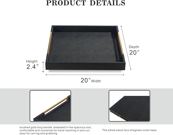 Extra Large Black Shagreen Leather Ottoman Tray - Image 4