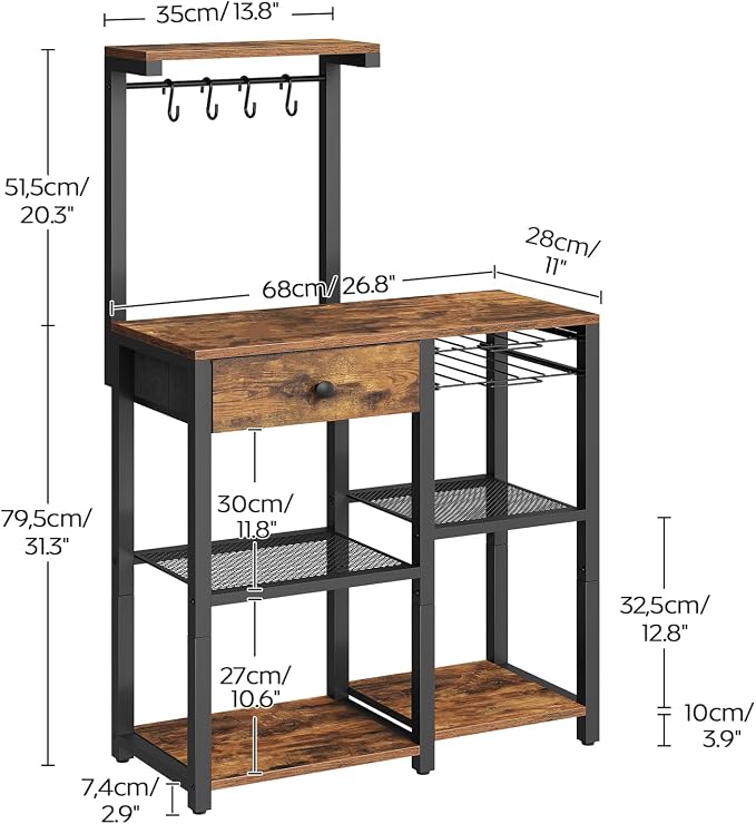YATINEY Bakers Rack with Storage, 5-Tier Coffee Bar Station with Drawer - Image 3