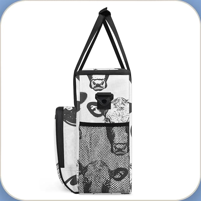 Black And White Cow Coffee Maker Carring Bag, Large Insulated Storage Organizer - Image 4