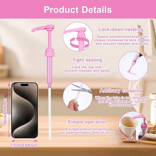 16 Pcs Coffee Syrup Pump with 16 Pcs Tubes, Flavorings, Reusable Syrup Pump - Image 3