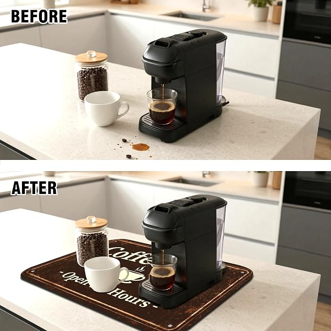Vintage Coffee Bar Coffee Drying Mat 12" x 19", Absorbent Quick-Dry Mat - Image 3