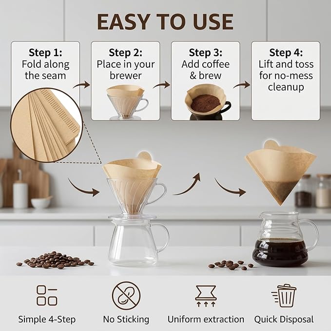 #4 Cone Coffee Filters, Disposable Size 4 Filters - Image 9