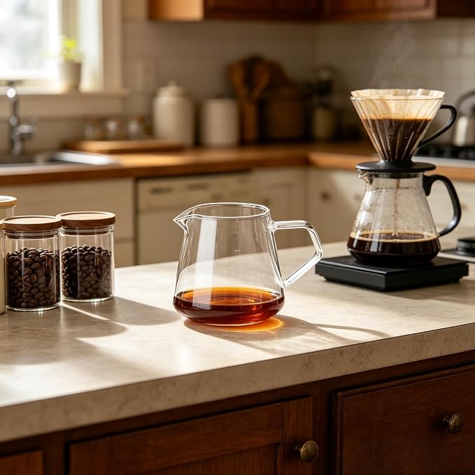 Clear Glass Coffee Server 650ml Hand Pour Carafe Pitcher - Image 8