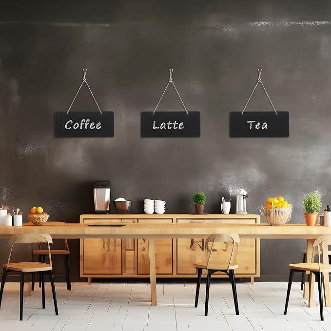 6 PCS Wooden Hanging Chalkboard Signs Double Sided, 7x3 Inch Small Rectangle - Image 5