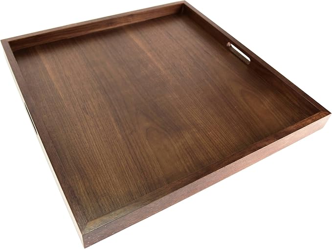 BARsics 24x24 inches Square Walnut Wooden Ottoman Tray, Large Living Room by BARsics