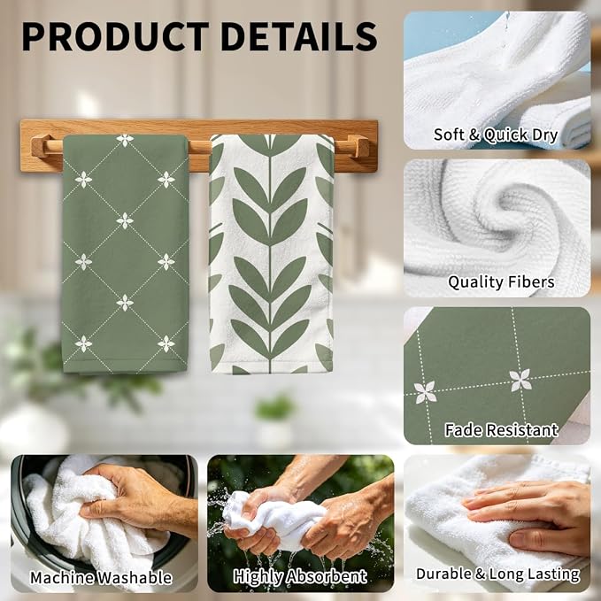 MAYJOYDIY 4 Pcs Nordic Style Kitchen Towels Minimalist Microfiber Dish Towel - Image 4