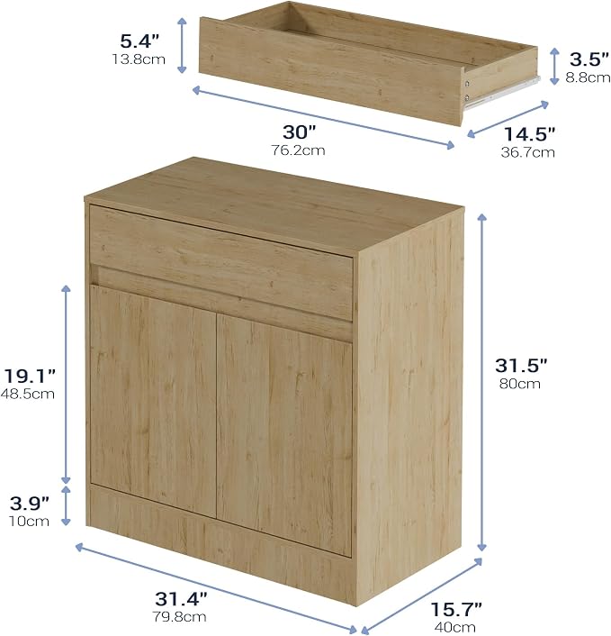 Housoul Buffet Cabinet with 2 Doors and Drawer, Coffee Bar Cabinet with - Image 2