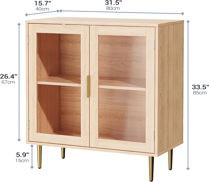 Housoul Buffet Cabinet with LED Lights, Sideboard Cabinet with 2 Doors Acrylic - Image 2