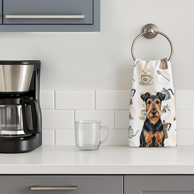 Caroline's Treasures Airedale Terrier Coffee Bar Kitchen Towel Velour Plush - Image 3