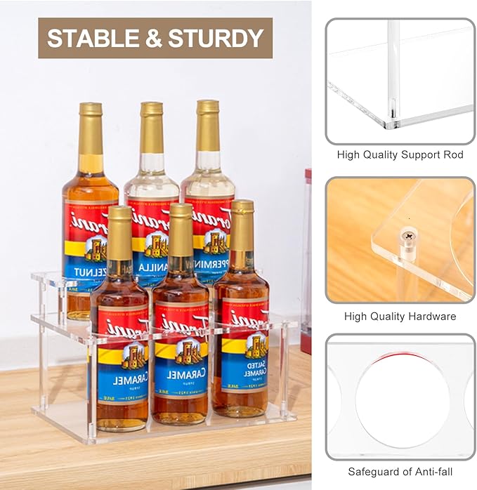 Acrylic Coffee Syrup Organizer, 2 Tier Coffee Syrup Rack, Syrup Bottle Holder - Image 5