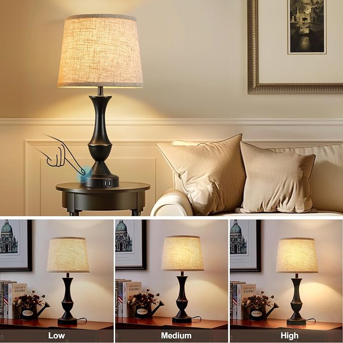 Luvkczc Upgraded Touch Table Lamps Set of 2, Dimmable Nightstand Lamps - Image 4