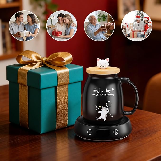 Coffee Mug Warmer with Cute Cat Mug Set, 8H Auto Shut Off Electric Cup Warmer - Image 6
