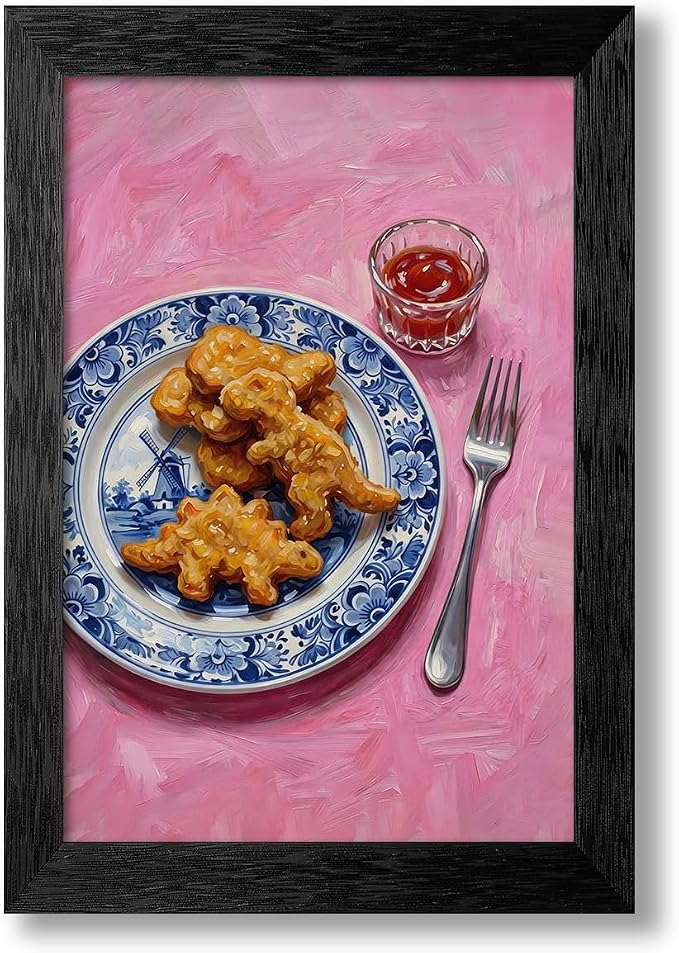 Black Framed Funny Kitchen Wall Art 16x24 inch Dining Room Food Canvas Poster by Unknown