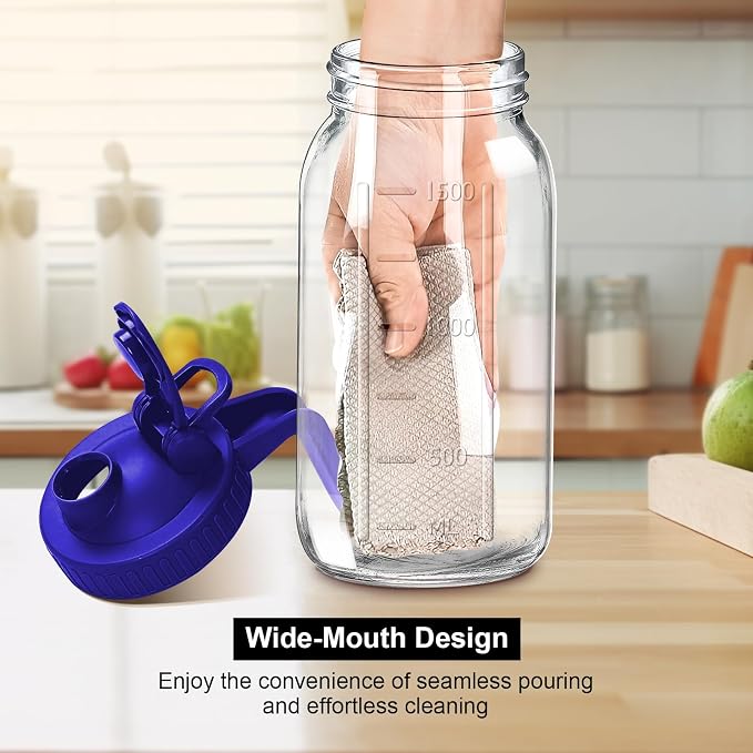 64oz Glass Pitcher with Lid, 2 Quart Mason Jar Pitcher with Lid and Spout - Image 5